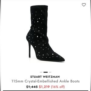 Stuart Weitzman Black Suede Cosmic Rhinestone Embellished Ankle Booties